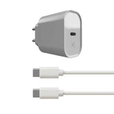 Wall Charger + USB C Cable KSIX White 20W